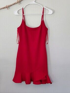 Saints And Secrets Red Ruffle Hem Cami Mini Party Event Dress NWOT Small
